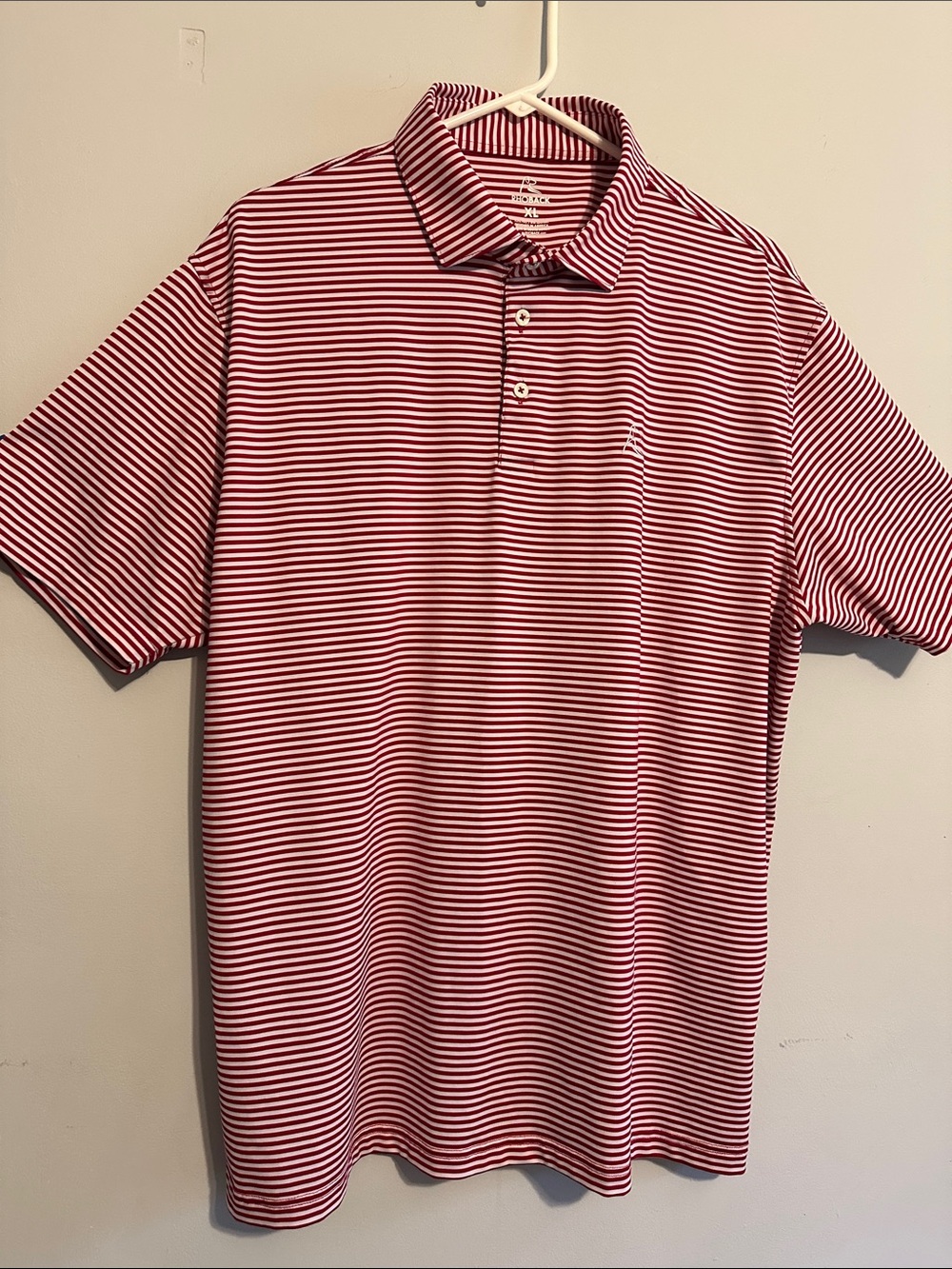 Rhoback Red and White Striped Performance Polo